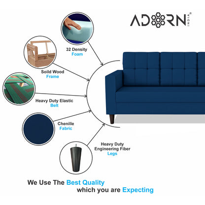Adorn India Darcy 3+1+1 5 Seater Sofa Set (Beige) (3 Year Warranty)