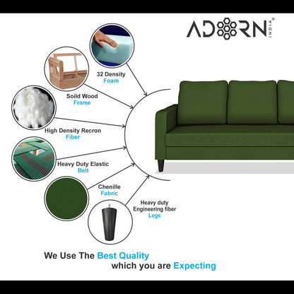 Adorn India Chandler Decent 3+2+1 6 Seater Sofa Set (Green) (3 Year Warranty)