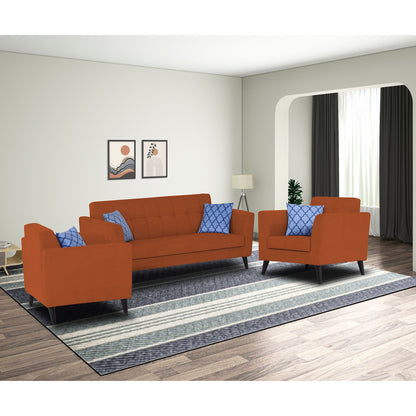 Adorn India Dannis 3+2+1 6 Seater Sofa Set (Rust) (3 Year Warranty)