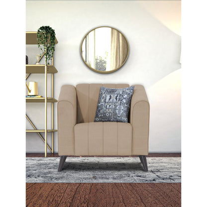 Adorn India Premium Laurel 1 Seater Sofa (Beige) (3 Year Warranty)