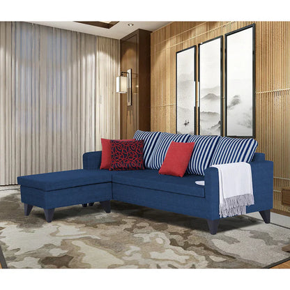 Adorn India Abington Stripes L Shape 5 Seater Sofa Set LHS (Beige) (3 Year Warranty)