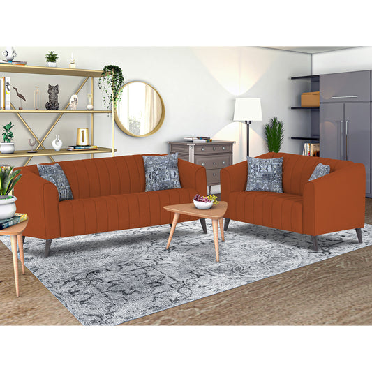 Adorn India Premium Laurel 3+2 5 Seater Sofa Set (Rust) (3 Year Warranty)