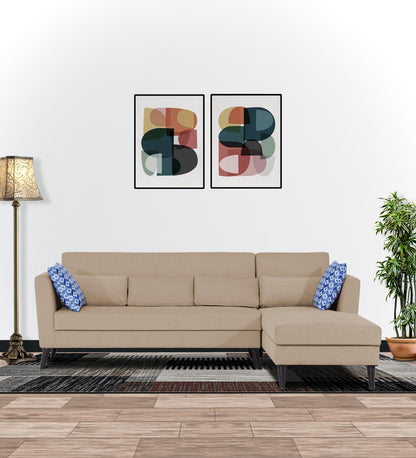 Adorn India Daniel L Shape 6 Seater Sofa Set RHS (Beige) (3 Year Warranty)