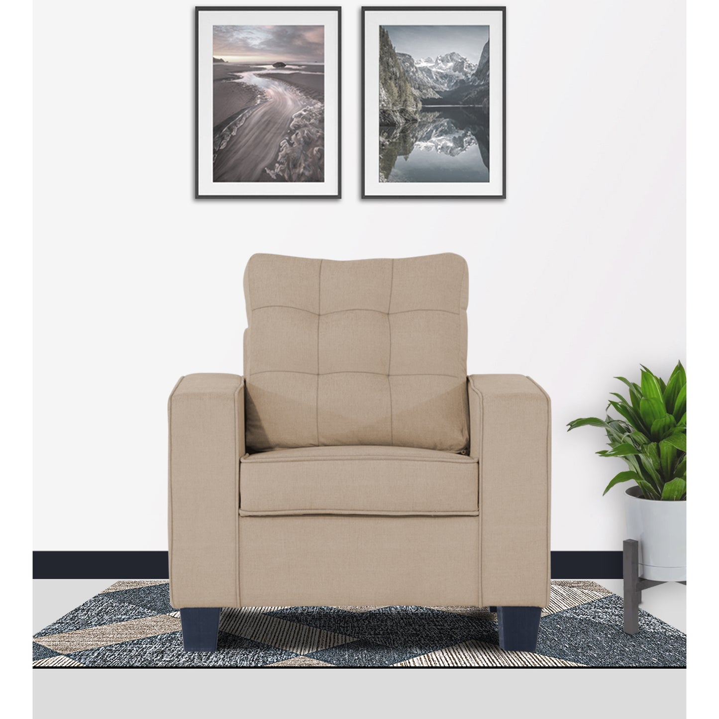 Adorn India Raptor 1 Seater Sofa (Beige)