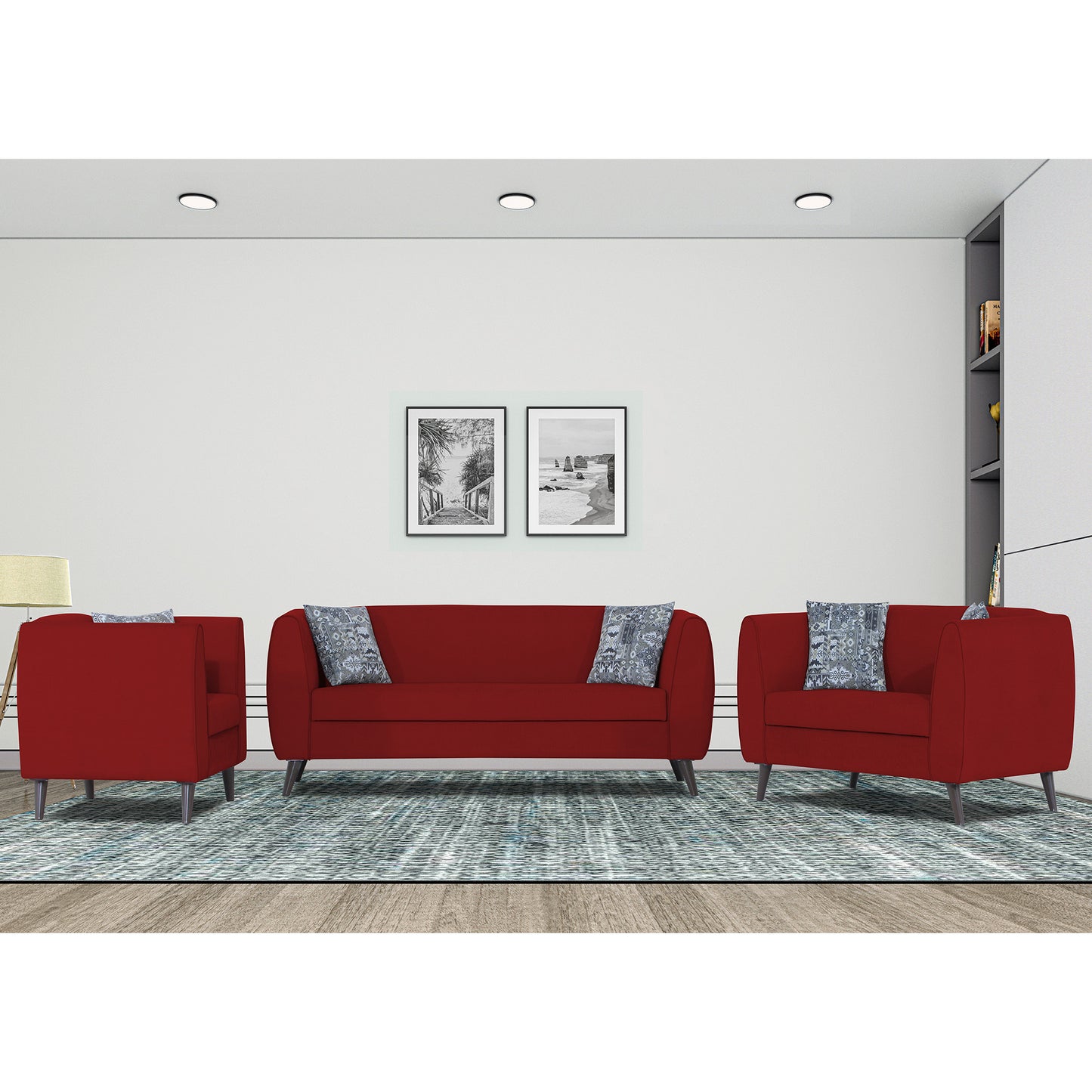 Adorn India Mason 3+2+1 6 Seater Sofa Set (Aqua Blue)