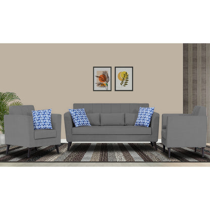 Adorn India Daniel 3+1+1 5 Seater Sofa Set (Grey) (3 Year Warranty)