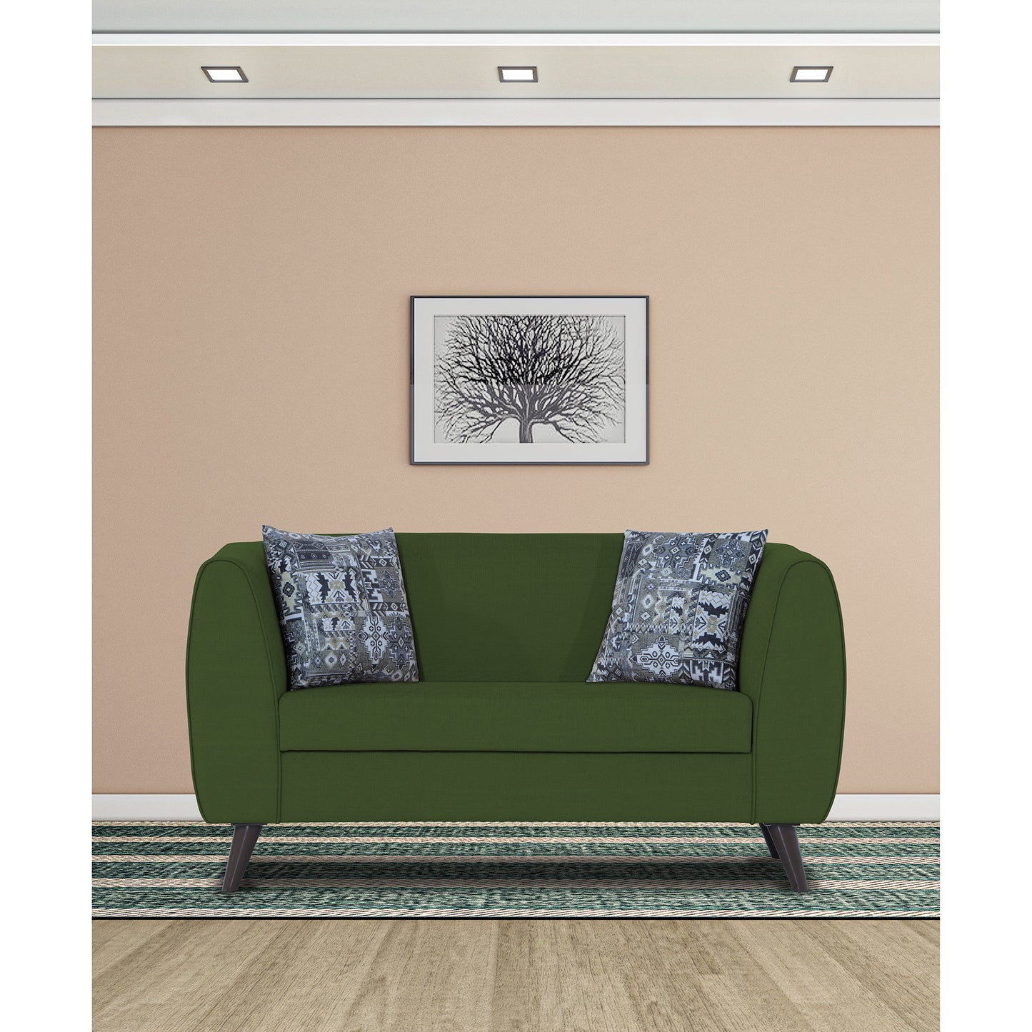 Adorn India Mason 2 Seater Sofa (Aqua Blue)