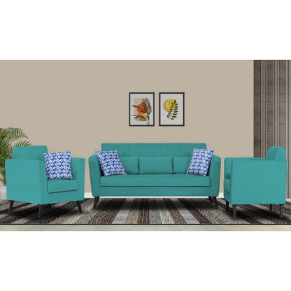 Adorn India Daniel 3+1+1 5 Seater Sofa Set (Aqua Blue) (3 Year Warranty)
