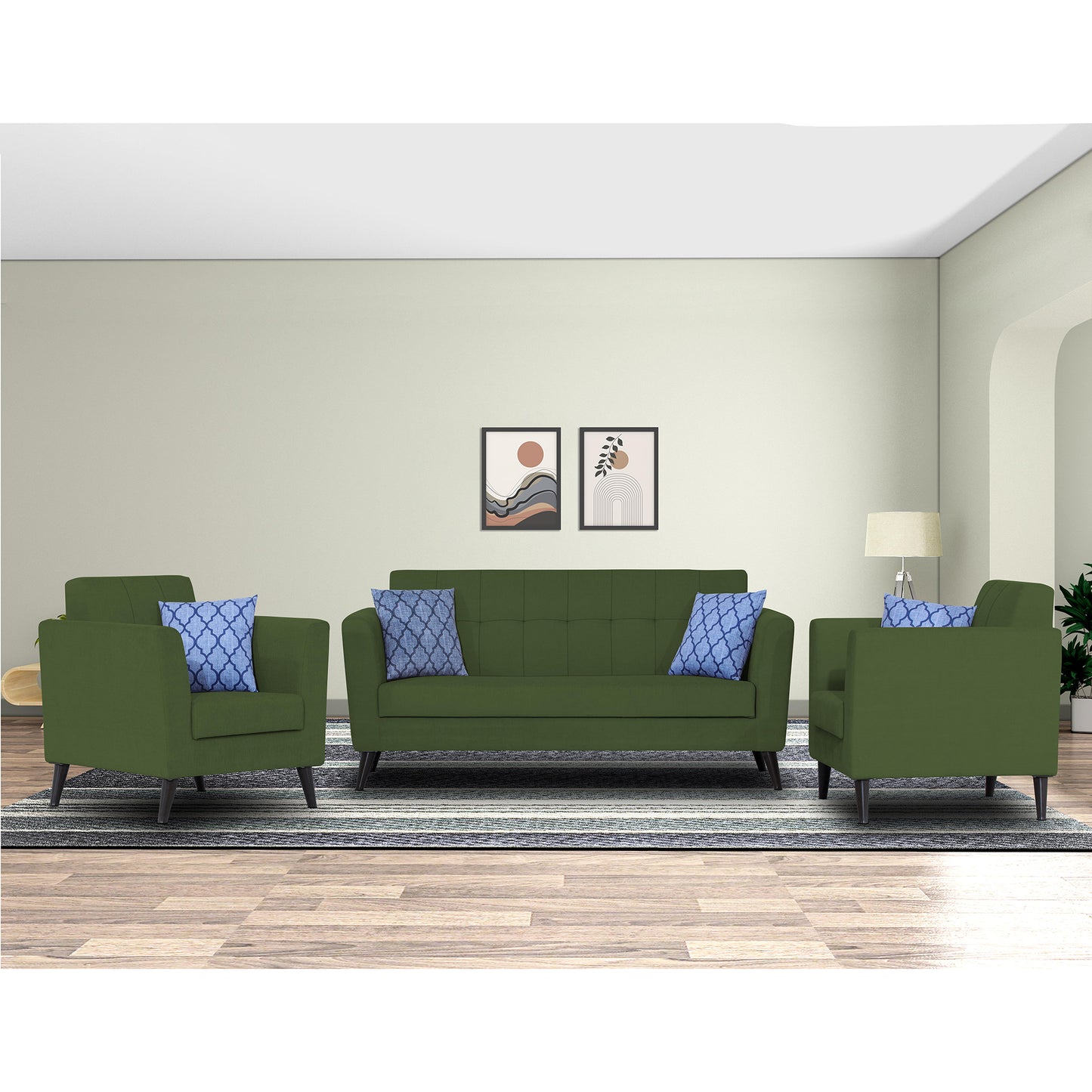 Adorn India Dannis 3+1+1 5 Seater Sofa Set