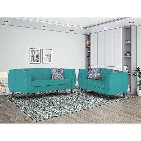 Adorn India Mason 3+2 5 Seater Sofa Set (Aqua Blue)