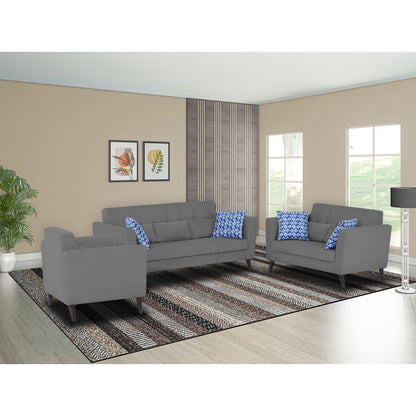 Adorn India Daniel 3+2+1 6 Seater Sofa Set (Grey) (3 Year Warranty)