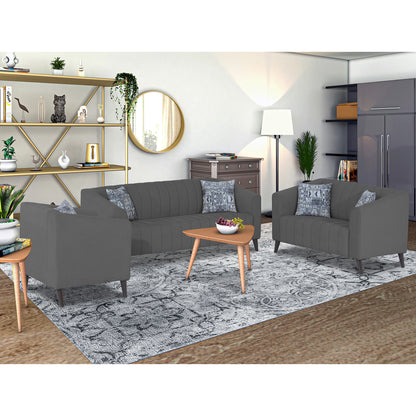 Adorn India Premium Laurel 3+2+1 6 Seater Sofa Set (Grey) (3 Year Warranty)