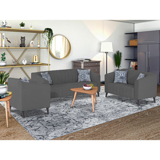 Adorn India Premium Laurel 3+2+1 6 Seater Sofa Set (Grey) (3 Year Warranty)