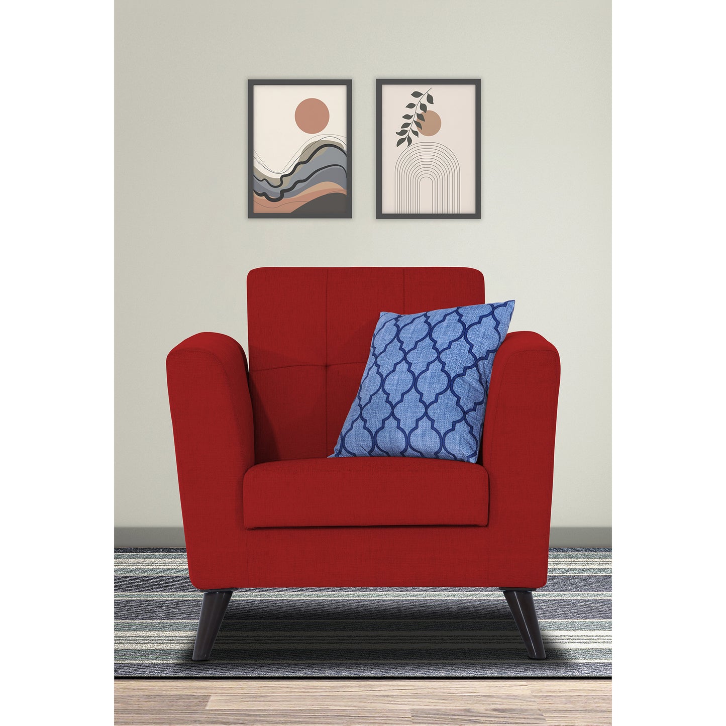Adorn India Dannis 1 Seater Sofa (Red) (3 Year Warranty)