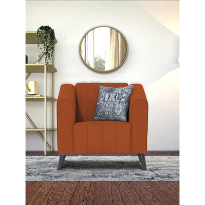Adorn India Premium Laurel 1 Seater Sofa (Rust) (3 Year Warranty)