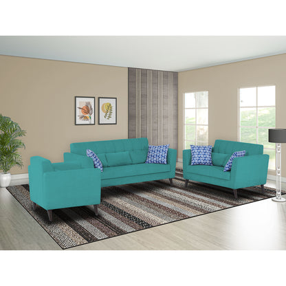 Adorn India Daniel 3+2+1 6 Seater Sofa Set (Aqua Blue) (3 Year Warranty)