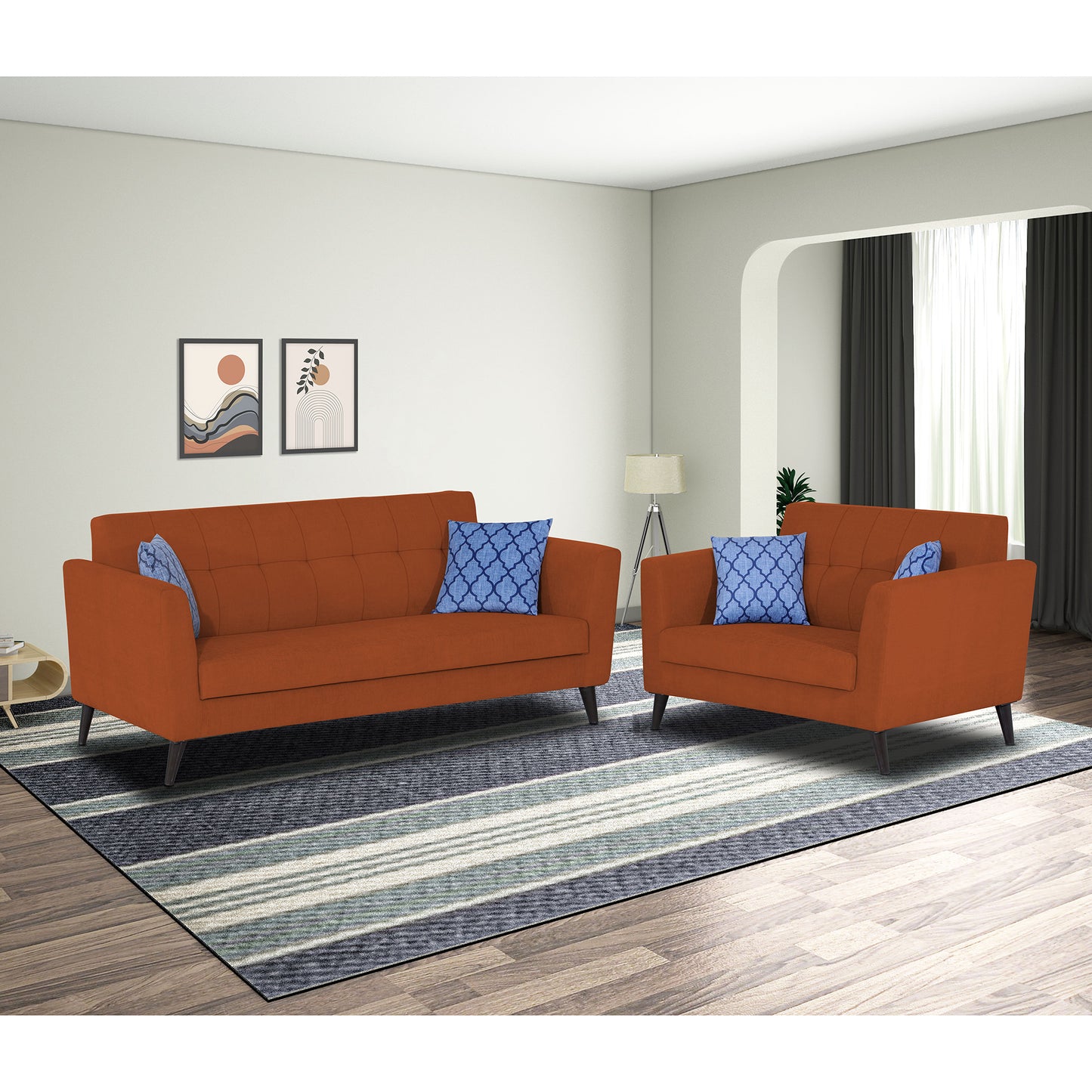 Adorn India Dannis 3+2 5 Seater Sofa Set