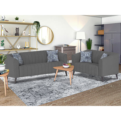 Adorn India Premium Laurel 3+2 5 Seater Sofa Set (Grey) (3 Year Warranty)