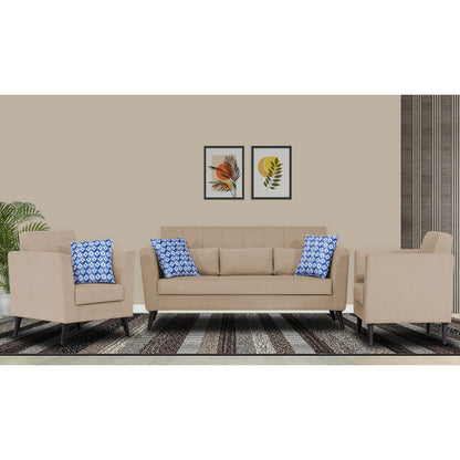 Adorn India Daniel 3+1+1 5 Seater Sofa Set (Beige) (3 Year Warranty)
