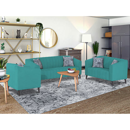 Adorn India Premium Laurel 3+2+1 6 Seater Sofa Set (Aqua Blue) (3 Year Warranty)