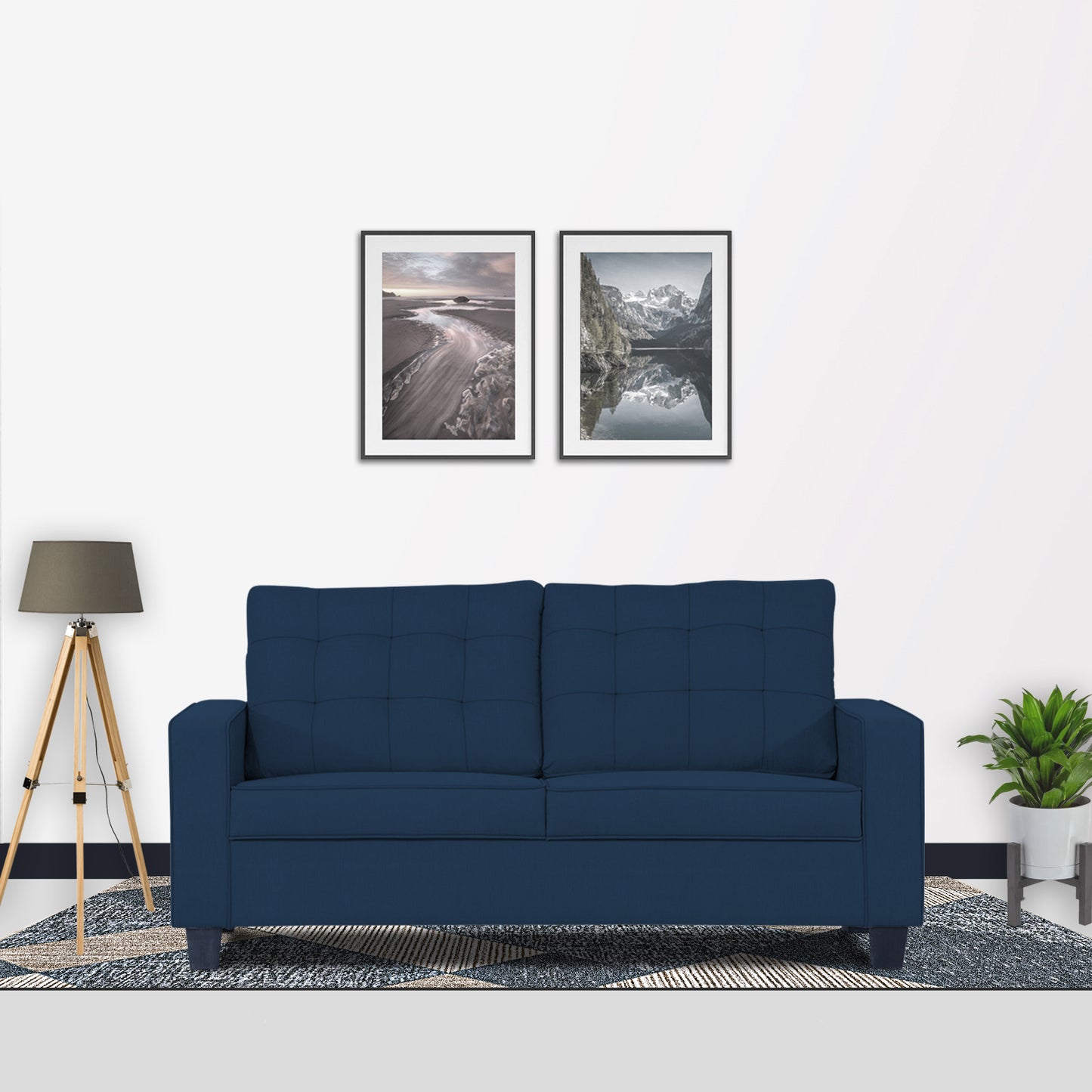 Adorn India Raptor 3 Seater Sofa (Blue)
