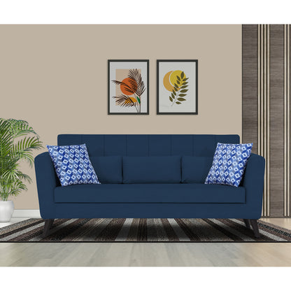 Adorn India Daniel 3 Seater Sofa (Blue) (3 Year Warranty)