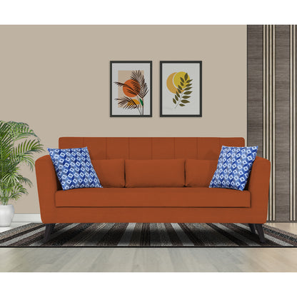 Adorn India Daniel 3 Seater Sofa (Rust) (3 Year Warranty)