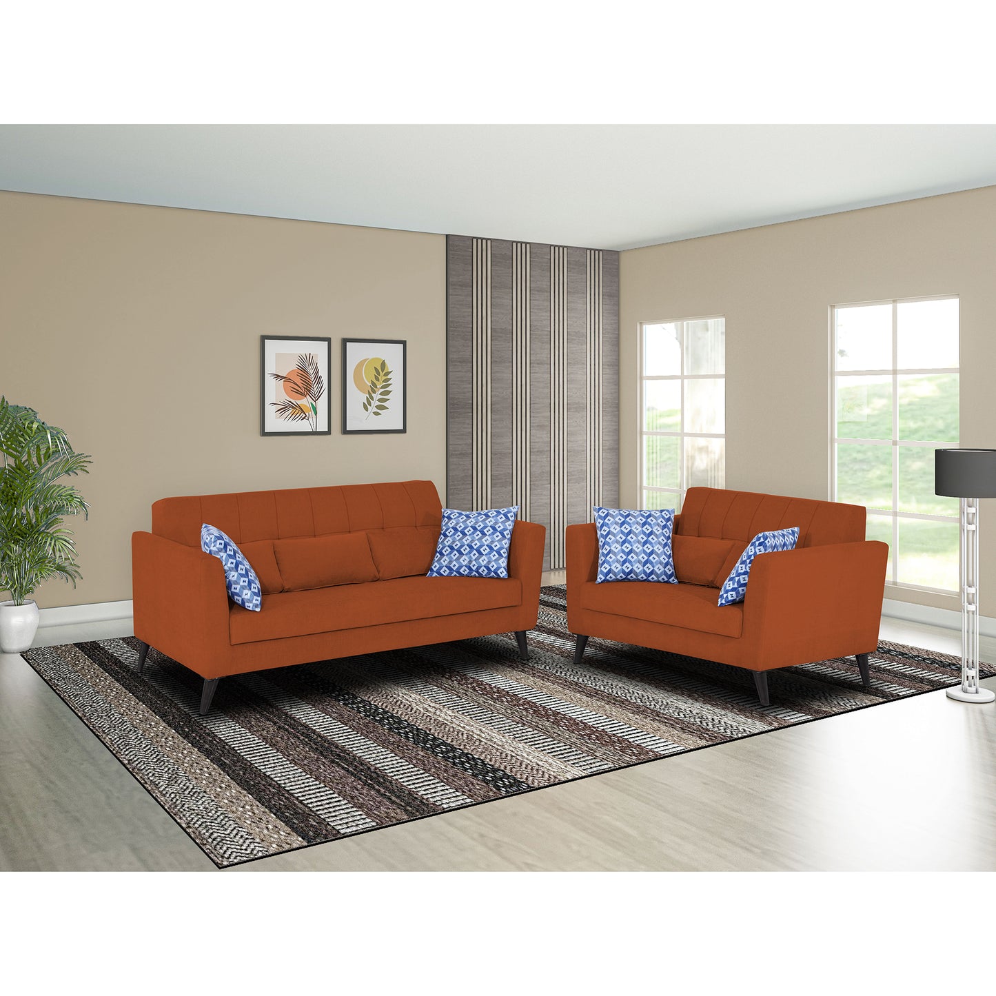 Adorn India Daniel 3+2 5 Seater Sofa Set