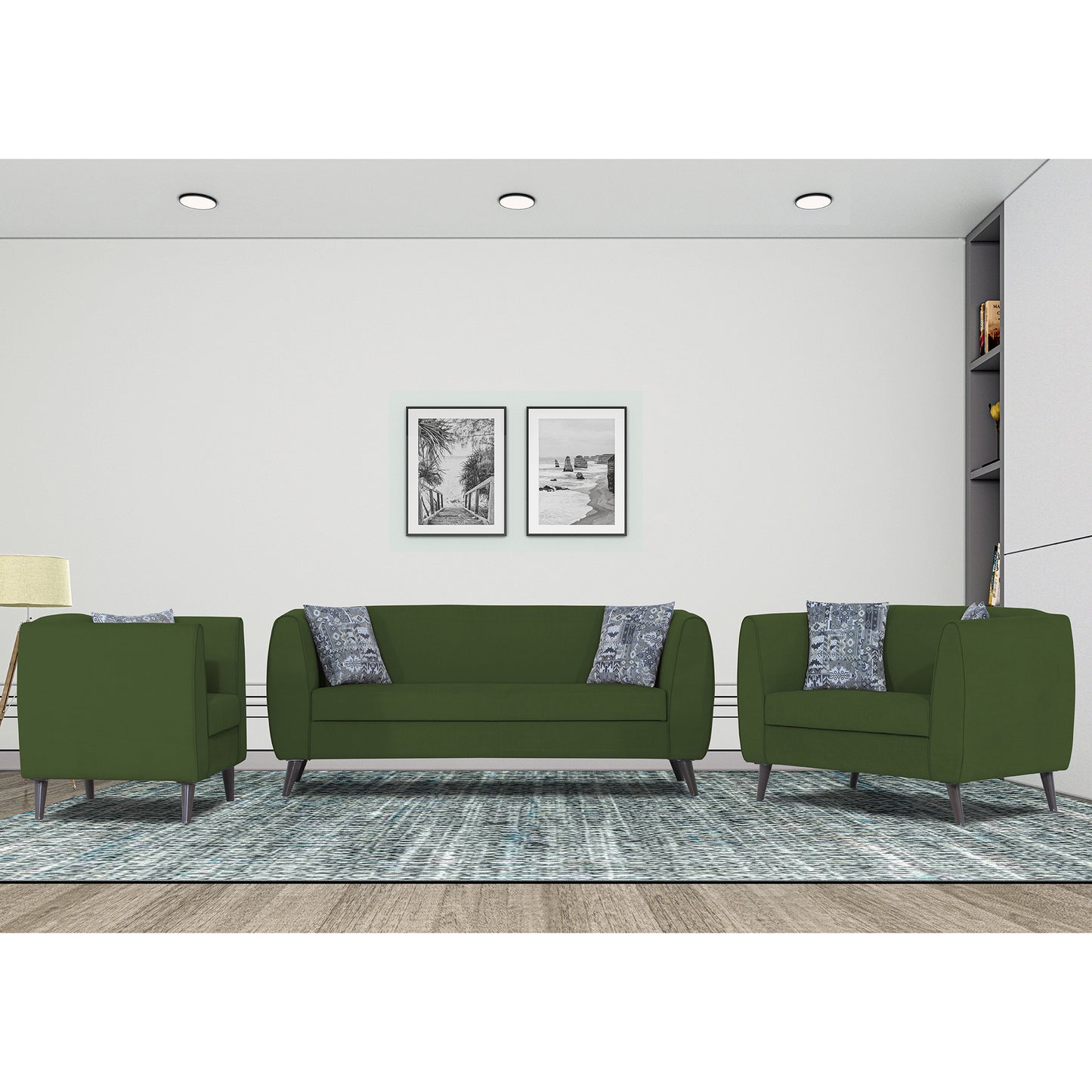 Adorn India Mason 3+2+1 6 Seater Sofa Set (Aqua Blue)