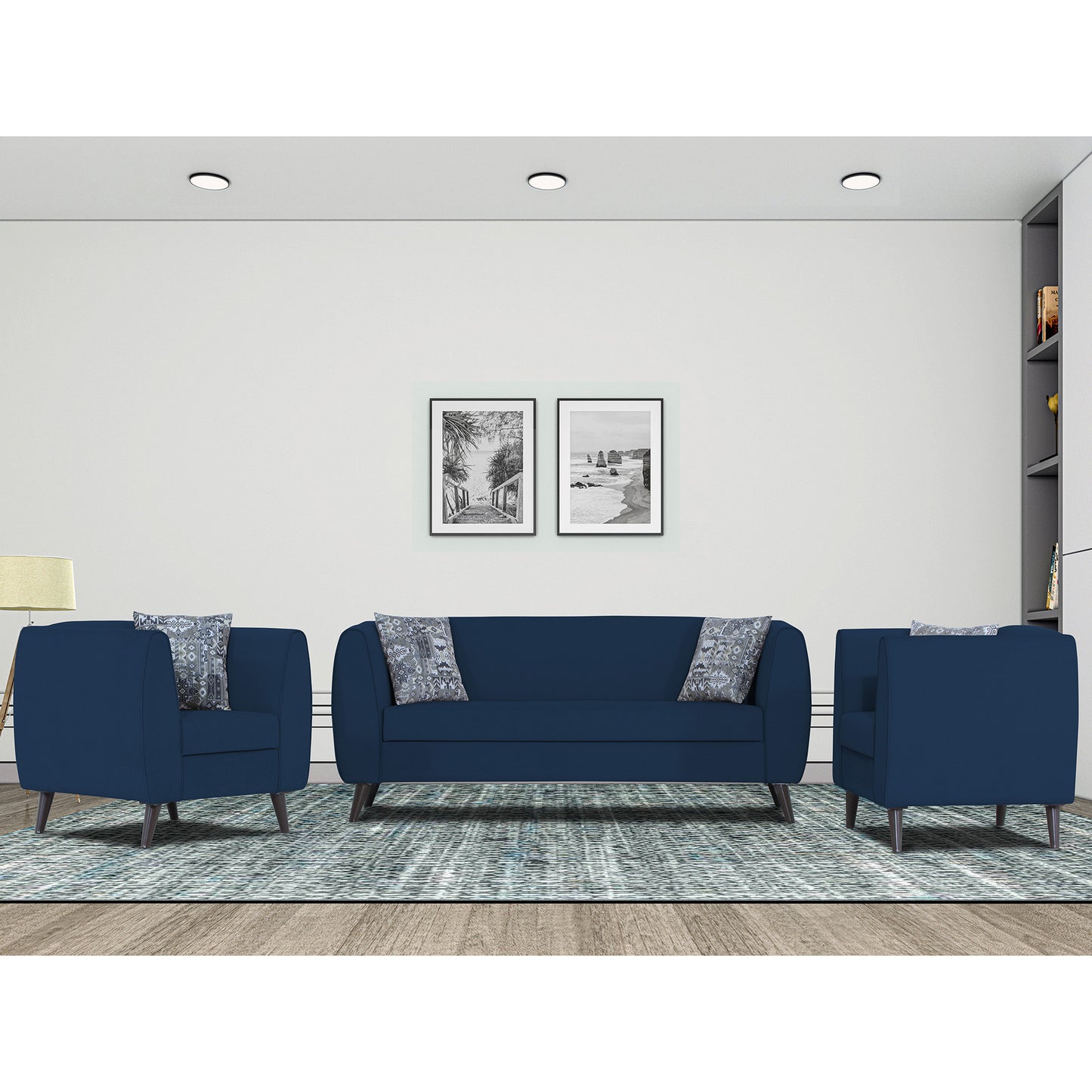 Adorn India Mason 3+1+1 5 Seater Sofa Set (Aqua Blue)
