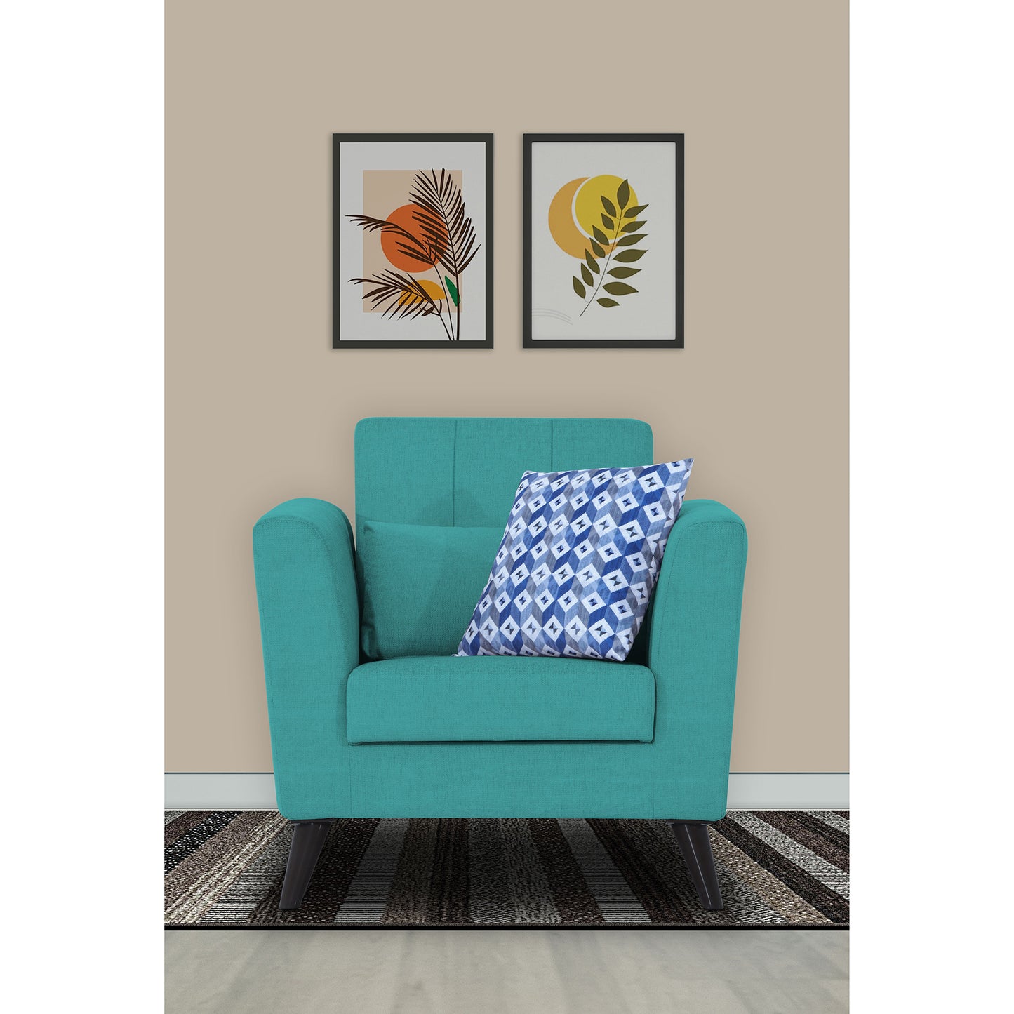 Adorn India Daniel 1 Seater Sofa (Aqua Blue) (3 Year Warranty)