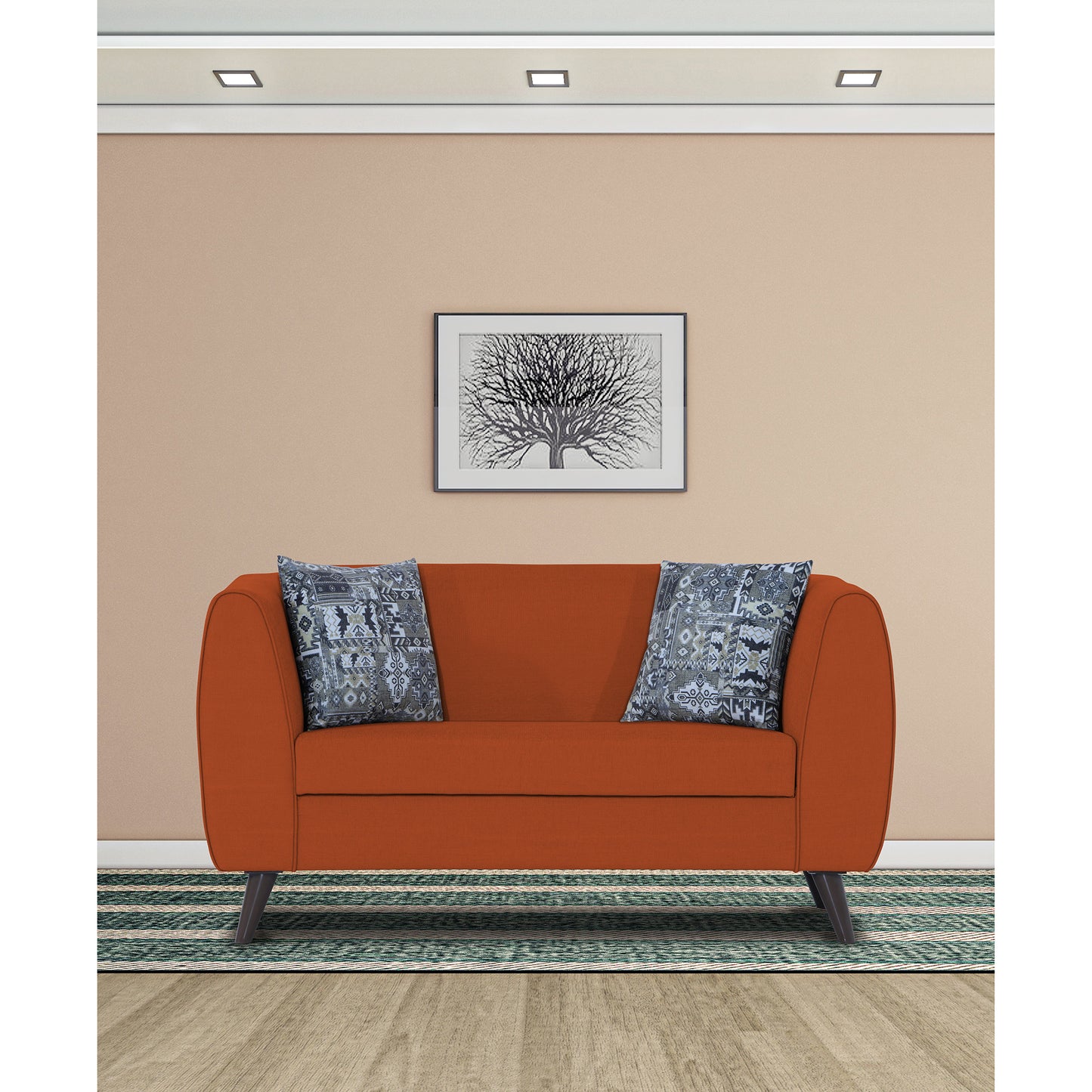 Adorn India Mason 2 Seater Sofa (Aqua Blue)