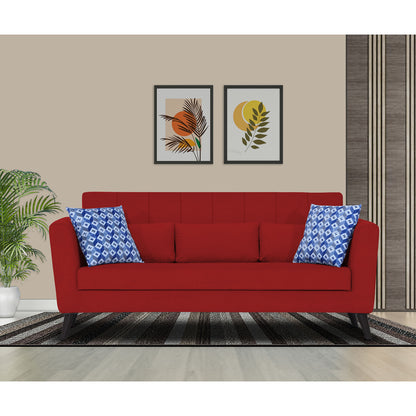 Adorn India Daniel 3 Seater Sofa (Red) (3 Year Warranty)