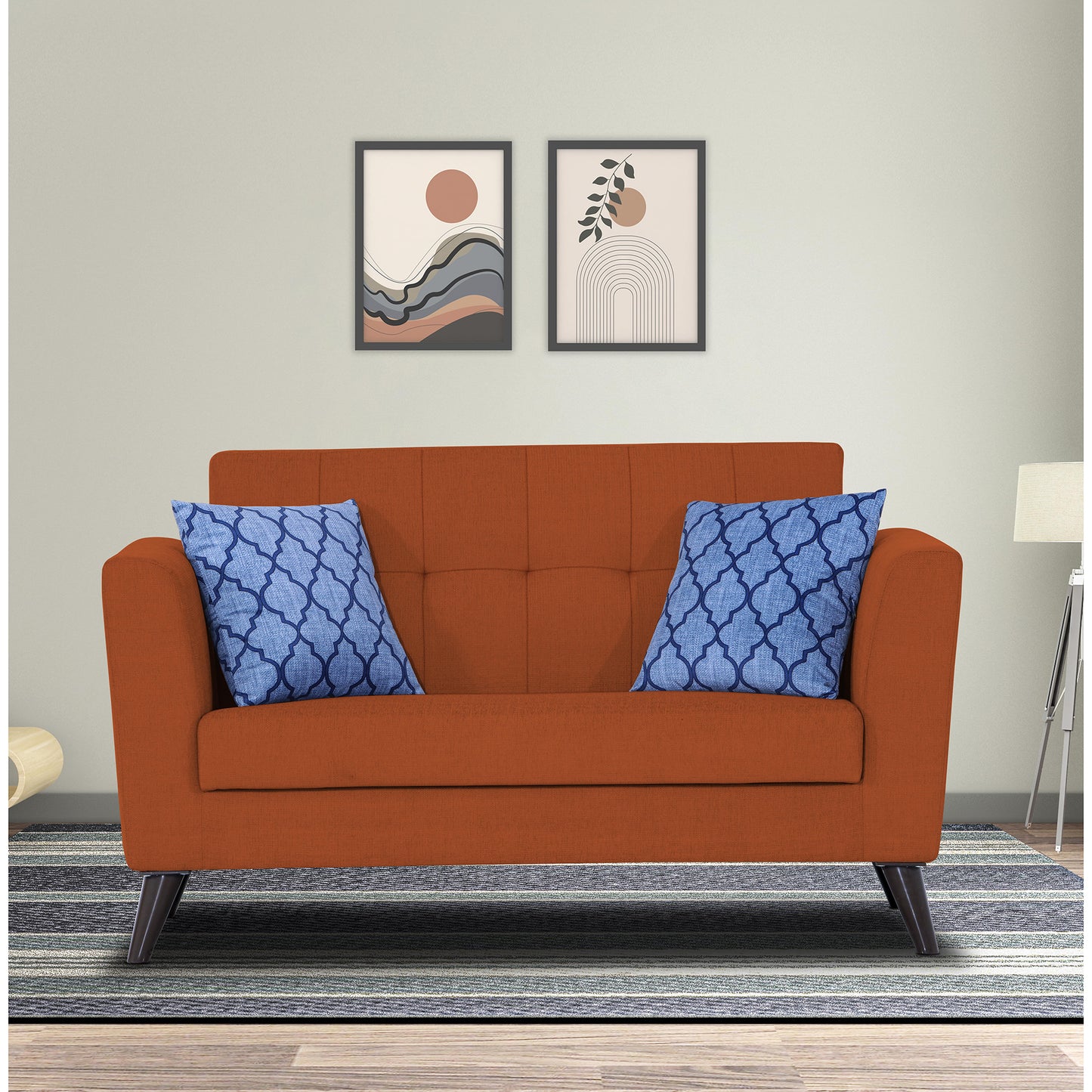Adorn India Dannis 2 Seater Sofa (Rust) (3 Year Warranty)