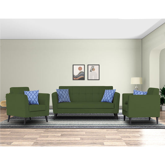 Adorn India Dannis 3+1+1 5 Seater Sofa Set (Green) (3 Year Warranty)