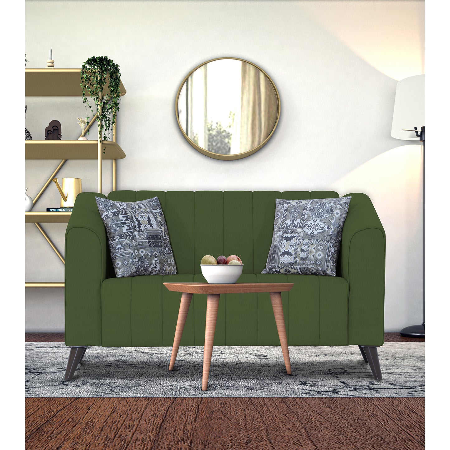 Adorn India Premium Laurel 2 Seater Sofa (Green) (3 Year Warranty)
