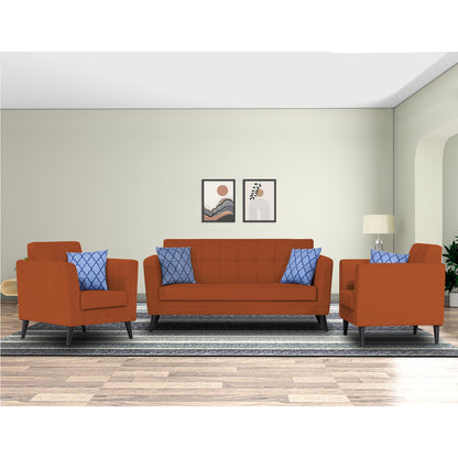 Adorn India Dannis 3+1+1 5 Seater Sofa Set (Rust) (3 Year Warranty)