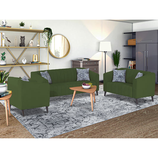 Adorn India Premium Laurel 3+2+1 6 Seater Sofa Set (Green) (3 Year Warranty)