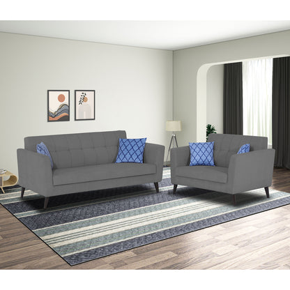 Adorn India Dannis 3+2 5 Seater Sofa Set (Grey) (3 Year Warranty)