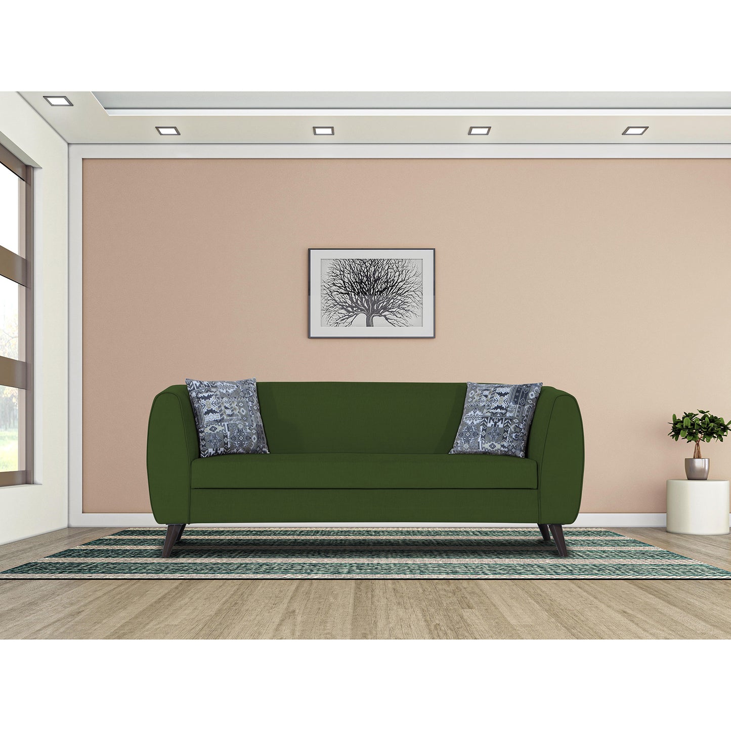 Adorn India Mason 3 Seater Sofa (Aqua Blue)