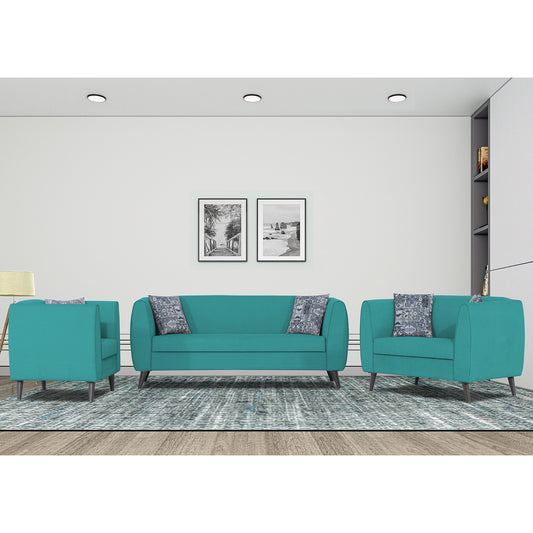 Adorn India Mason 3+2+1 6 Seater Sofa Set (Aqua Blue)