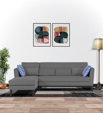 Adorn India Daniel L Shape 6 Seater Sofa Set LHS (Grey) (3 Year Warranty)
