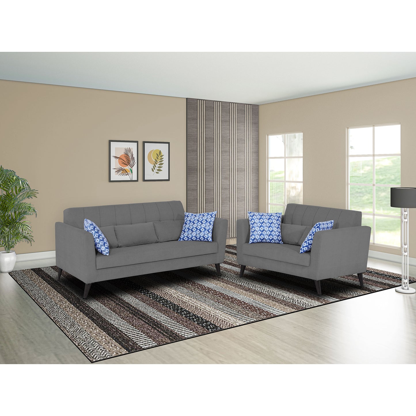 Adorn India Daniel 3+2 5 Seater Sofa Set