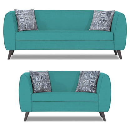 Adorn India Mason 3+2 5 Seater Sofa Set (Aqua Blue)
