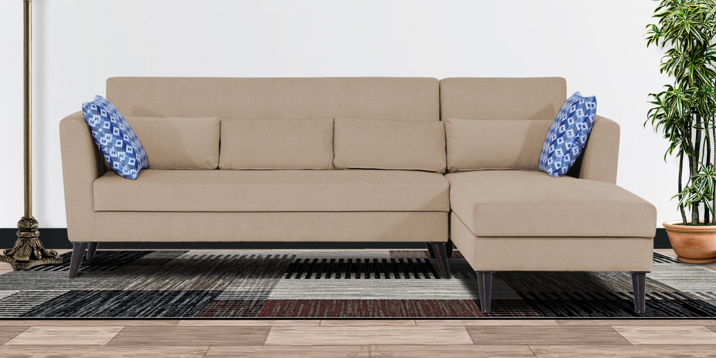 Adorn India Daniel L Shape 6 Seater Sofa Set RHS (Beige) (3 Year Warranty)