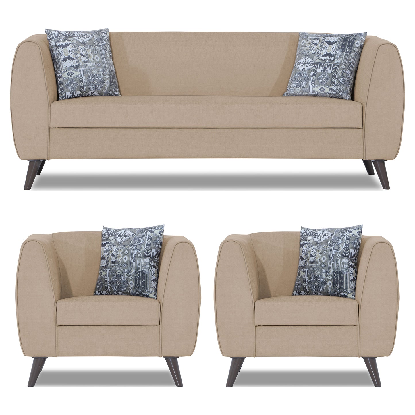 Adorn India Mason 3+1+1 5 Seater Sofa Set (Aqua Blue)
