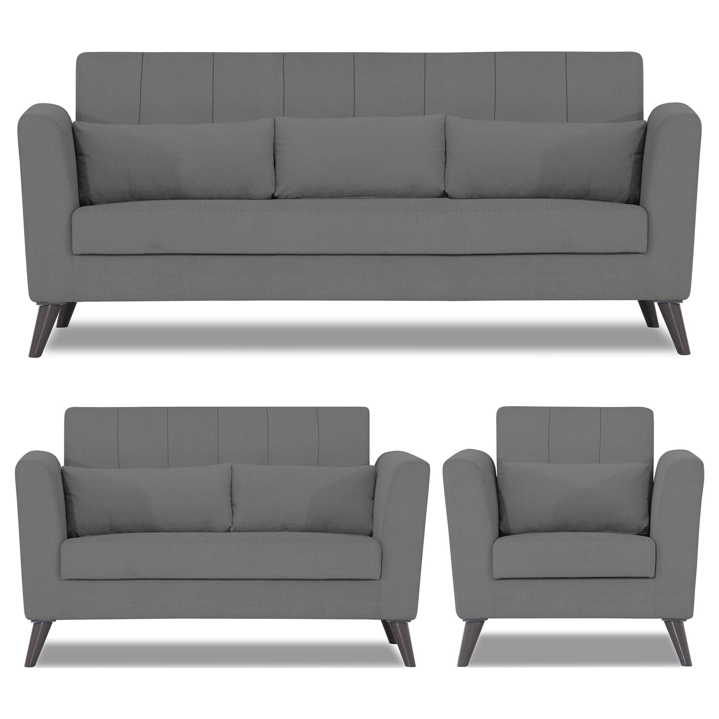 Adorn India Daniel 3+2+1 6 Seater Sofa Set (Grey) (3 Year Warranty)