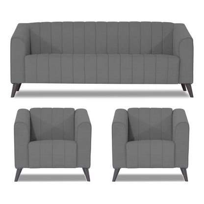 Adorn India Premium Laurel 3+1+1 5 Seater Sofa Set (Grey) (3 Year Warranty)