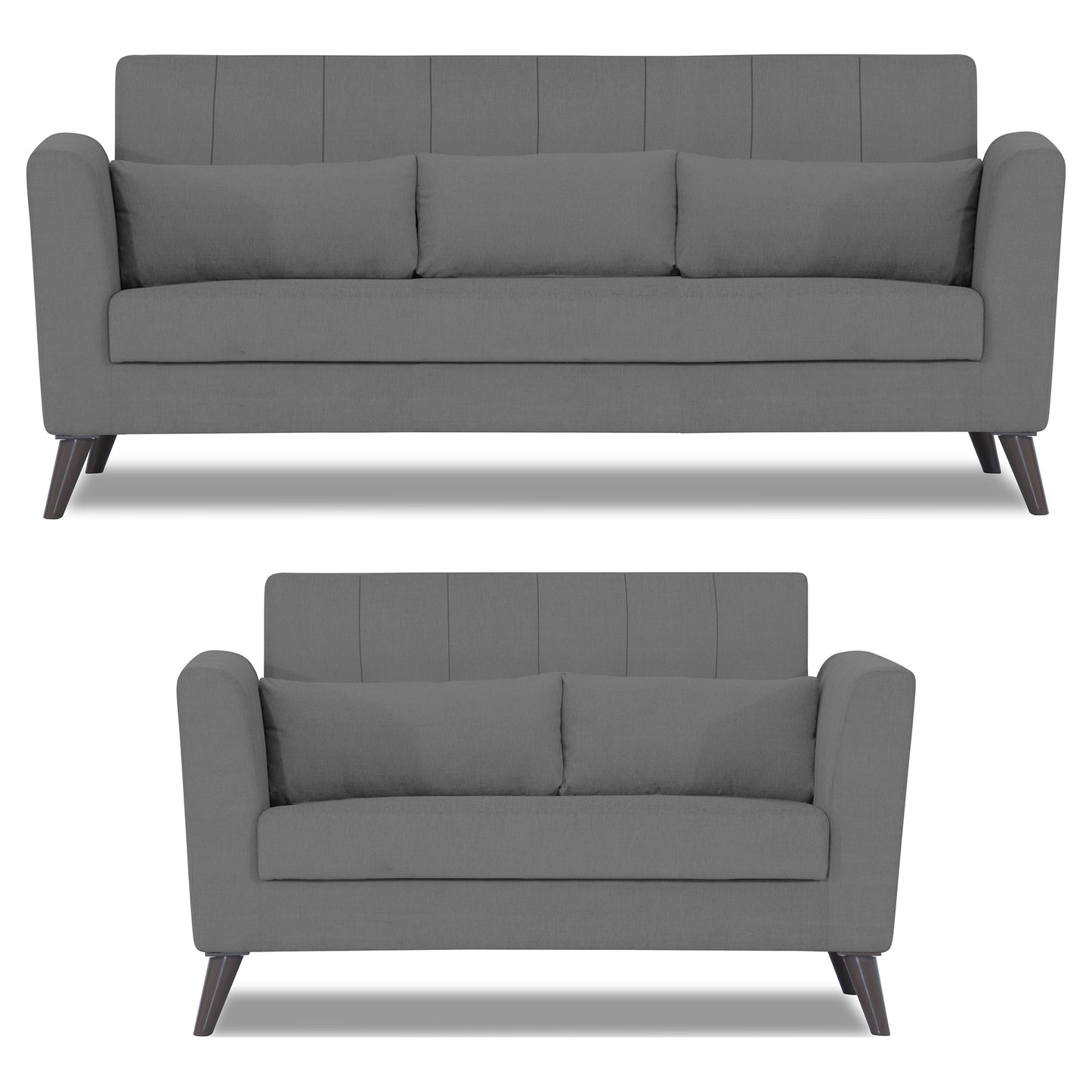 Adorn India Daniel 3+2 5 Seater Sofa Set (Grey) (3 Year Warranty)