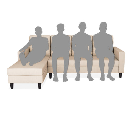 Adorn India Darcy L Shape 6 Seater Sofa Set (LHS) (Beige) (3 Year Warranty)